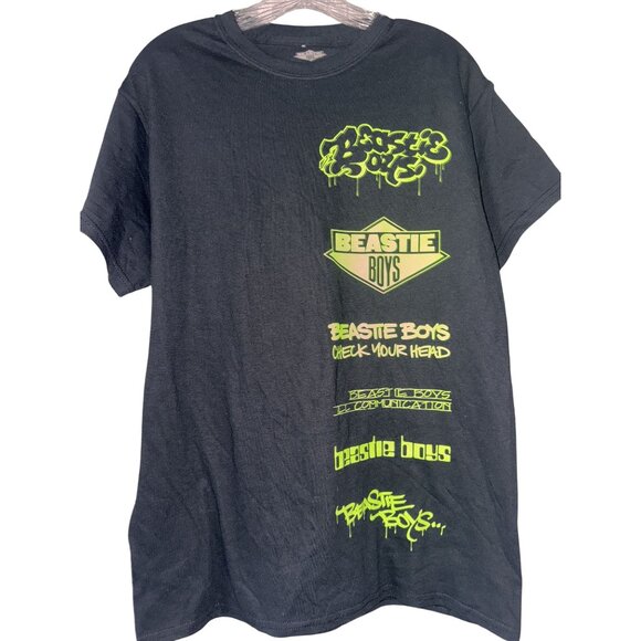 Beastie Boys FACT Graphic T-Shirt Black Medium Neon Green Print - Picture 1 of 4